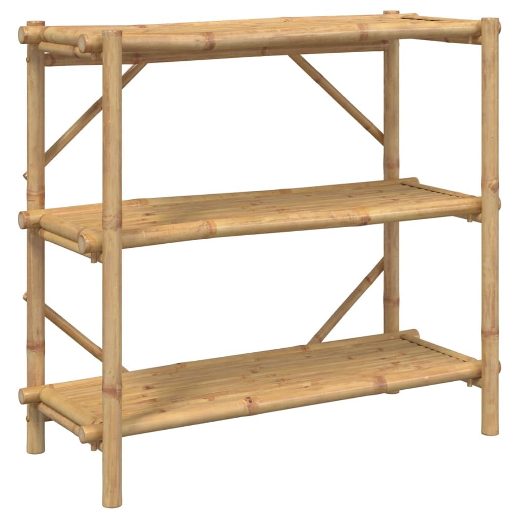 vidaXL 3-Layer Bamboo Floating Storage Shelf - 39.4Inch x 15.7Inch x 35.4Inch Brown Open Shelves for Living Room/Office/Patio, 366458-Like New Condition-Like New