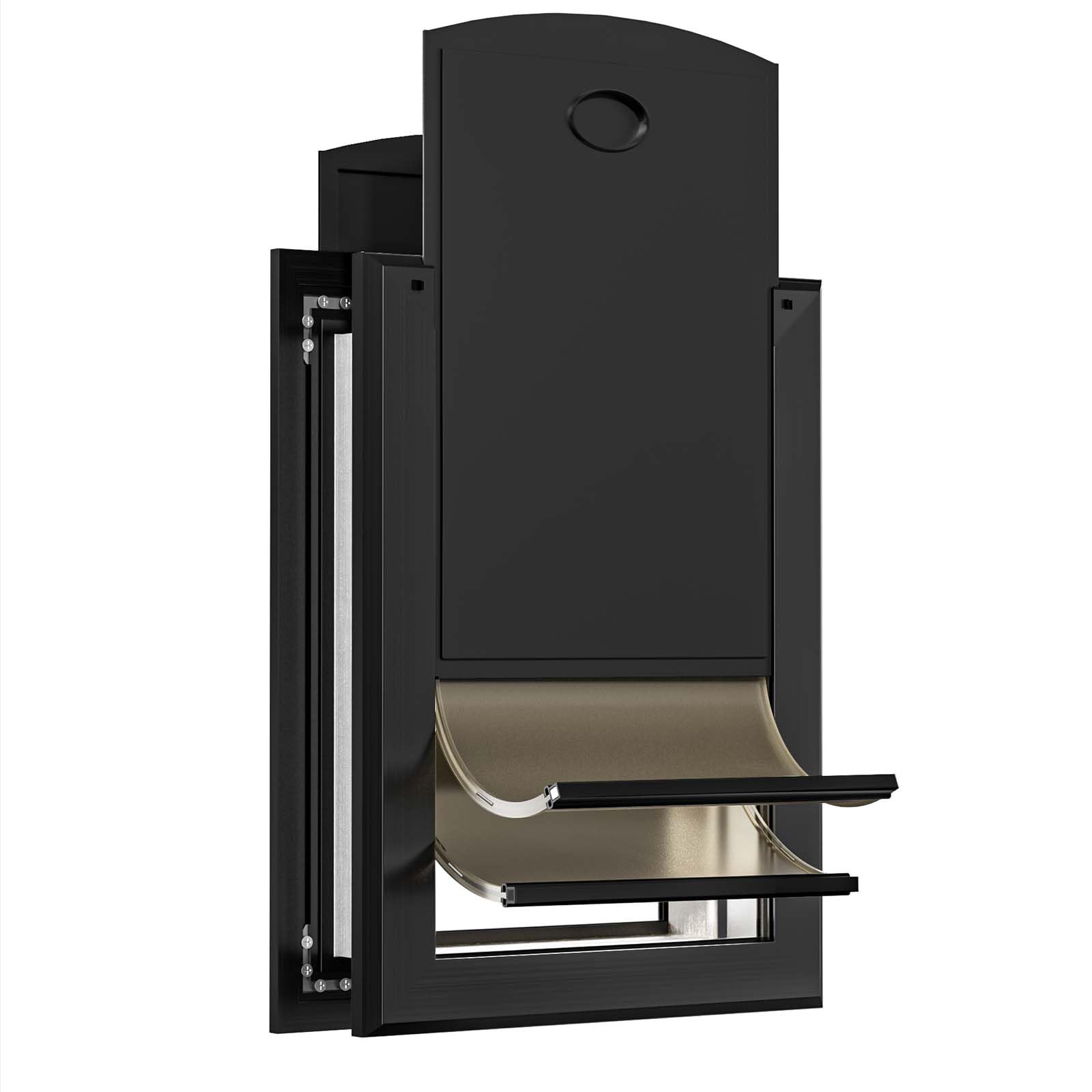 [Classicmacher] Heavy Duty Doggie with Two Sliding Lock Panel  Aluminum Large Dog Door for Exterior Door  Magnetic Double Flaps for X-Large Dog Up to 200LBS (Double Flaps X-Large)