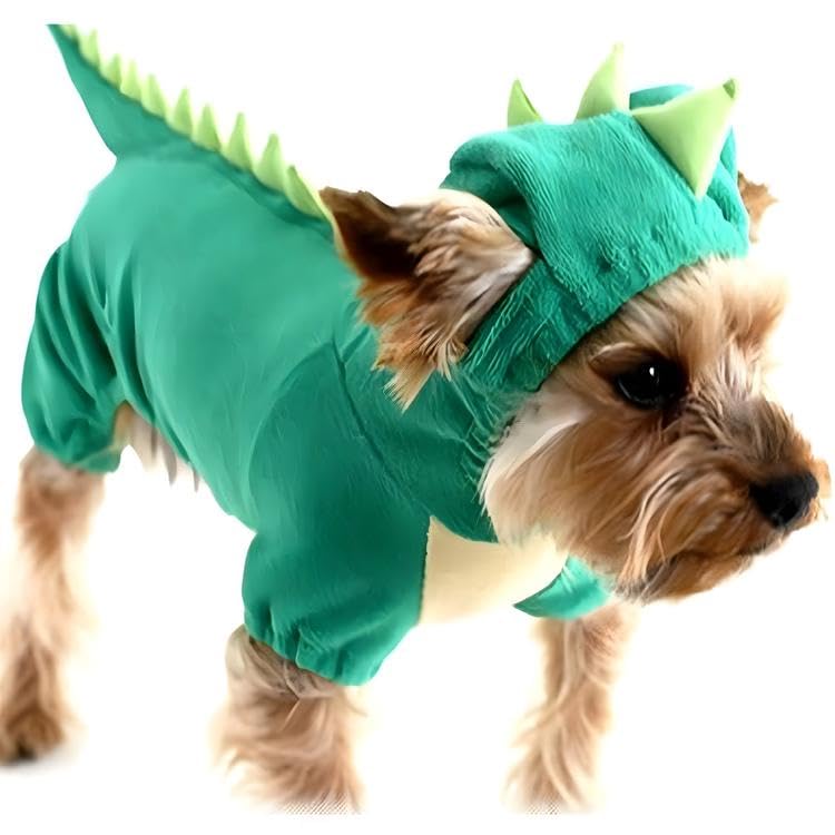 DELIFUR Dinosaur Dog Halloween Costume Pet Dino Hoodie for Large Dogs (2XL  Green)