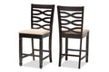 Baxton Studio Lanier Modern and Contemporary Sand Fabric Upholstered Espresso Brown Finished Wood Counter Height Pub Chair Set Condition-New