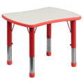 Flash Furniture 21.875''W x 26.625''L Rectangular Red Plastic Height Adjustable Activity Table with Grey Top Condition-New
