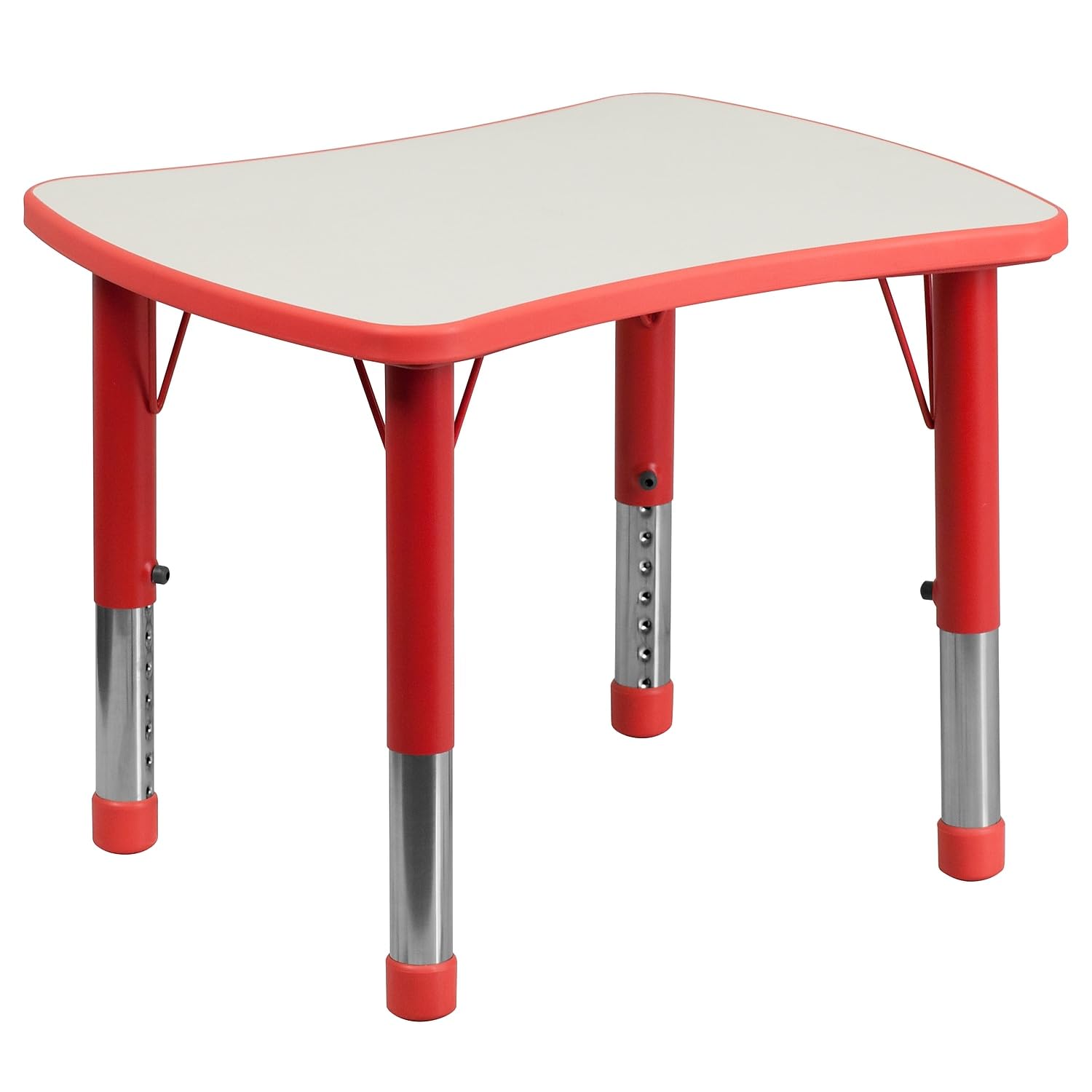 Flash Furniture 21.875''W x 26.625''L Rectangular Red Plastic Height Adjustable Activity Table with Grey Top Condition-New