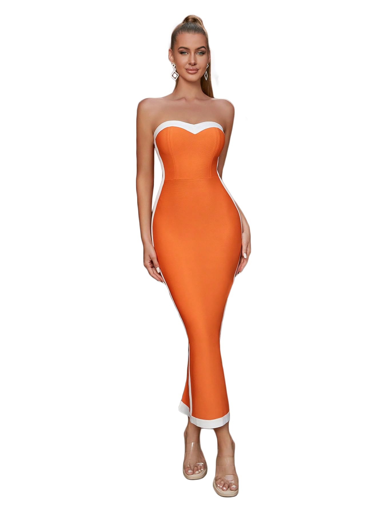 rare Women's Casual Maxi Dress, Orange, M Condition-New