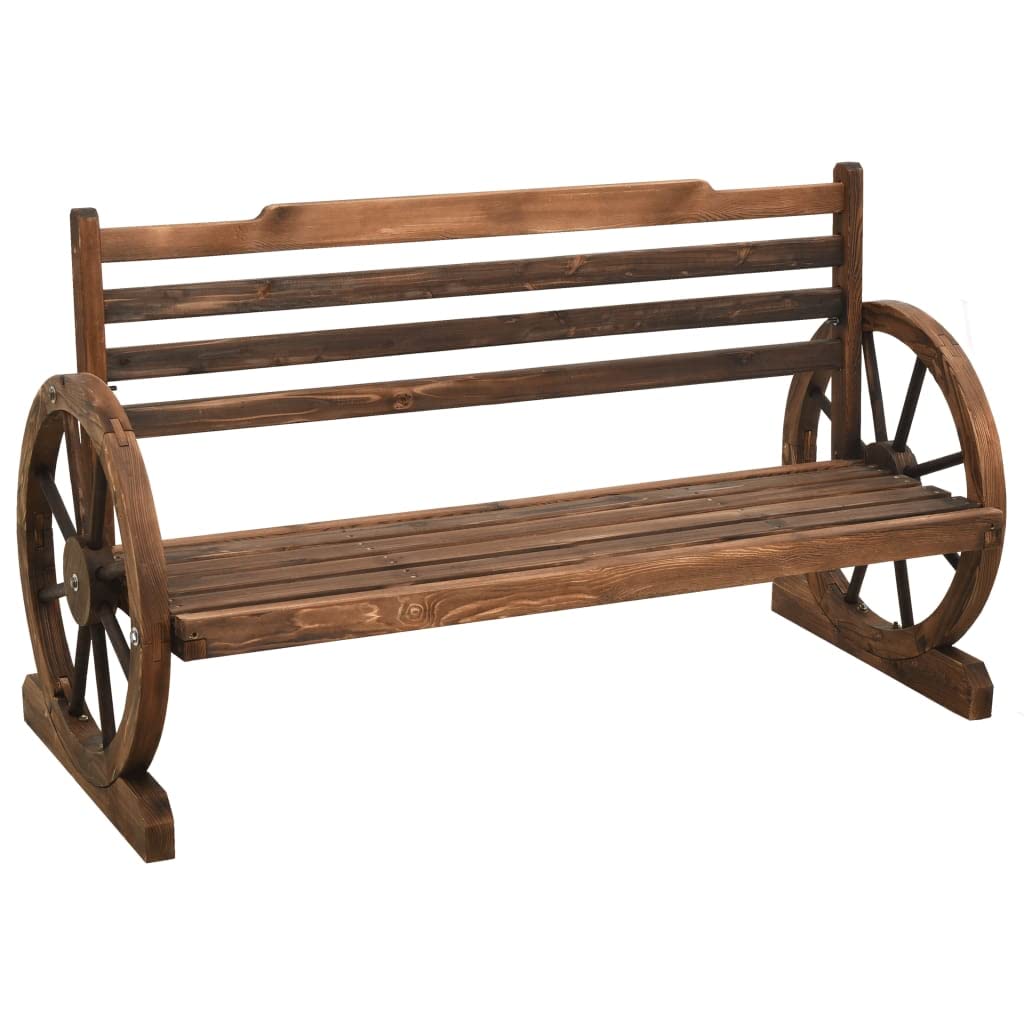vidaXL Bench Brown Solid Firwood Medium Fun Inlays Garden Bench-Like New Condition-Like New