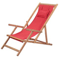 vidaXL Folding Beach Chair - Versatile and Durable Wood Frame with Weather Resistant Fabric - Adjustable and Portable - Perfect for Beach, Patio, Garden - Red-Like New Condition-Like New