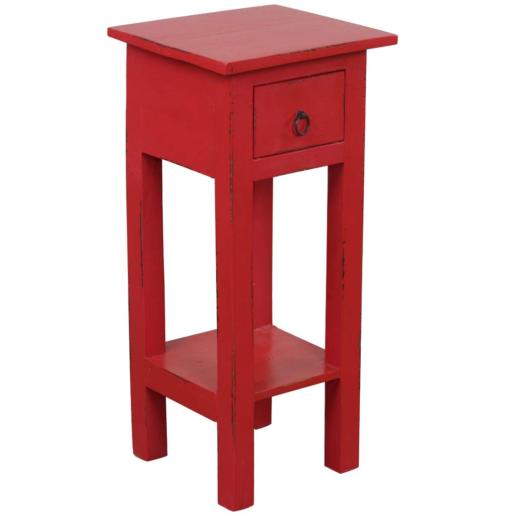 Sunset Trading Shabby Chic Cottage Table, Small One Drawer, Antique Red Condition-New
