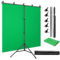 Green Screen Backdrop Kit, 5 x 6.5 ft Portable Chromakey Green Screen with T-Shaped Stand & Carrying Bag & 5 Clamps, Greenscreen Background for Streaming, Gaming, Zoom-Like New Condition-Like New