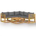 vidaXL Modern Patio Lounge Set ? Piece Garden Furniture with Table, Corner and Middle Sofas, Solid Acacia Wood, Cushioned for Comfort, Dark Gray Condition-New