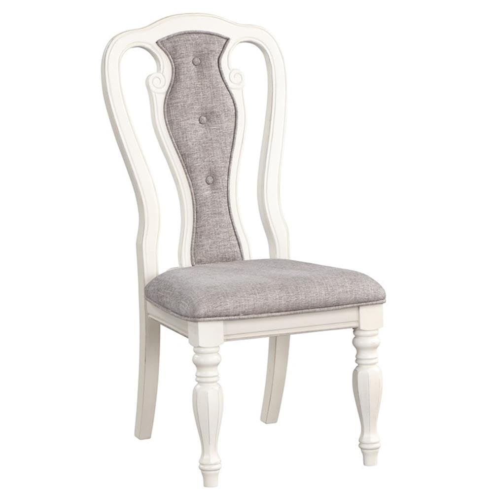 Acme Florain Wooden Side Chairs in Gray and Antique White (Set of 2) Condition-New