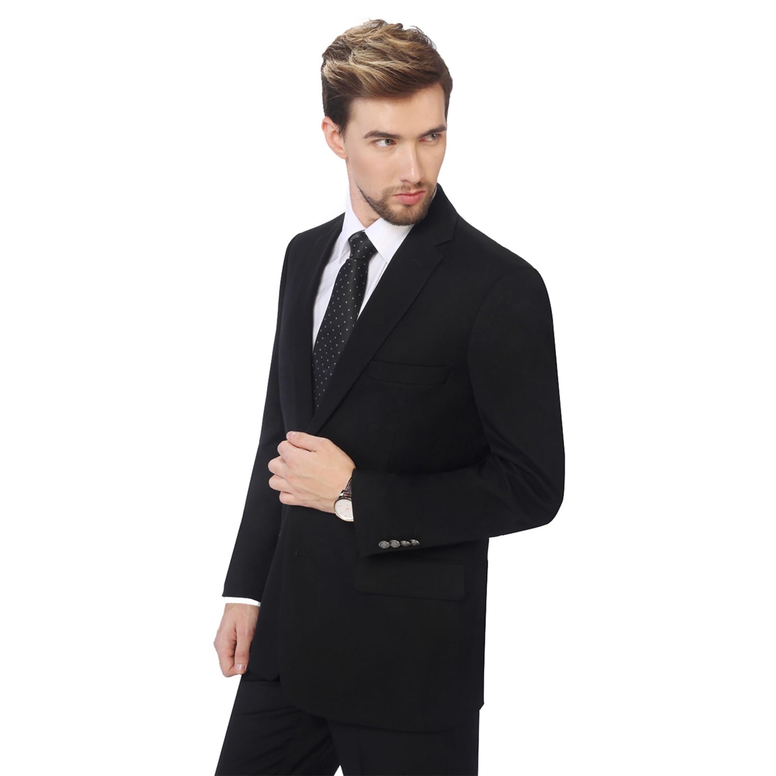 P&L Mens Classic Fit Stretch Blazer 2-Button Suit Jacket Big & Tall Black