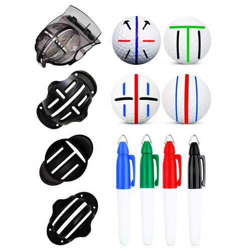 8 Pack Precision Golf Ball Marker  Upgrade Golf Accessories  4 Golf Ball Marking Stencils and 4 Colors Golf Ball Markers  Golf Ball Line Marker Tool  Golf Ball Alignment and Identification Tool