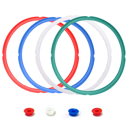 4 Pack Silicone Sealing Ring for InstaPot - Gasket Accessories for 8 Qt InstaPot - Replacement Silicone Gasket Seal Rings with 4 Colors(Red  Clear Green Blue) (8QT)
