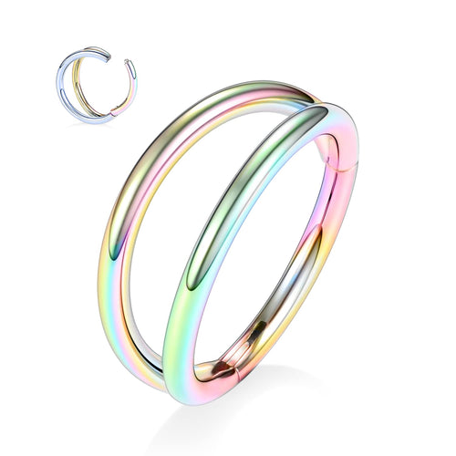20G Septum Nose Ring Surgical Steel Double Hoop Rainbow Helix Piercing Jewelry Stacked Septum Conch Earrings Cartilage Snug Daith Rook Tragus Lip Lobe 11mm
