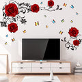 Supzone Red Rose Wall Stickers - DIY Vinyl Mural Art for Bedroom, Living Room, Sofa Backdrop & TV Wall Decoration Condition-New