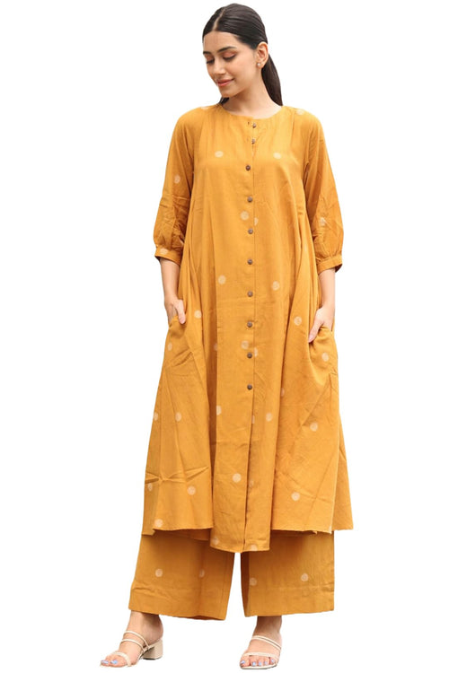 ANNI DESIGNER Womens Rayon Viscose A-Line Printed Kurta with Palazzo (Khergam Yellow_4XL_Mustard_XXXX-Large)