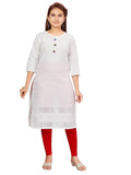 Aarika Girls White Colour Cotton Embroidery Kurti (Kurti-K-181-White-34)