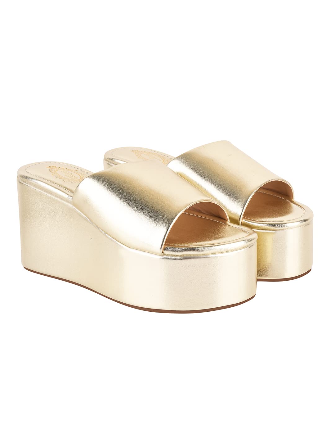 Shoetopia Girls-Little Heeled Sandal, Golden, 5 UK