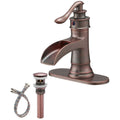 BATHLAVISH Copper Bathroom Faucet  Farmhouse Bathroom Faucet  Waterfall Bathroom Sink Faucet  Single Hole Single Handle Vintage Antique Lavatory Vanity with Pop Up Drain with Overflow Condition-New