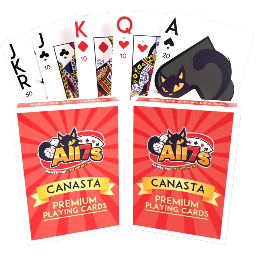 All7s Canasta Cards 2-Pack with Point Values  Jumbo Index Playing Cards for Family Game Night  Card Games for Adults and Kids