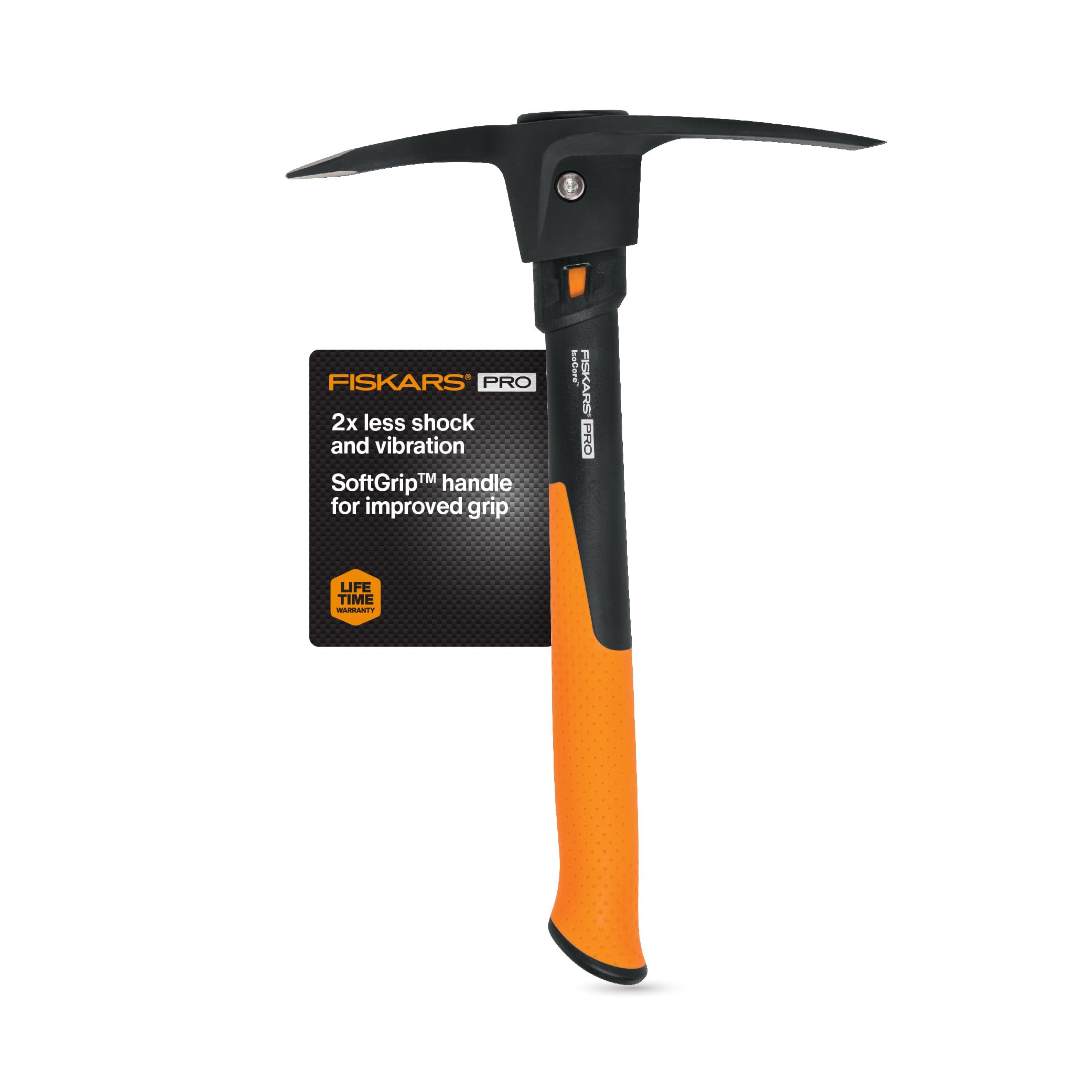 Fiskars Isocore Pickaxe Mattock With Shock-Absorbing Handle  Dual-Head Tool For Roots & Rocks  1.5 Lb-New