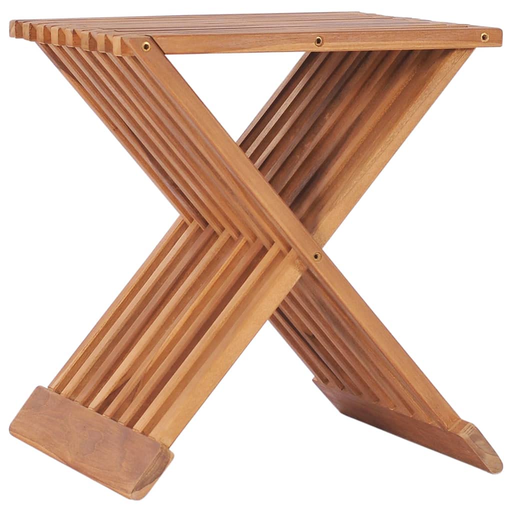 vidaXL Folding Stool - Solid Teak Wood Durable Garden Furniture - Portable, Easy to Store, and Suitable for Outdoor Use, 15.7Inchx12.6Inchx17.7Inch.-Like New Condition-Like New