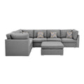 Lilola Home Amira Gray Fabric Reversible Modular Sectional Sofa with Ottoman and Pillows Condition-Used