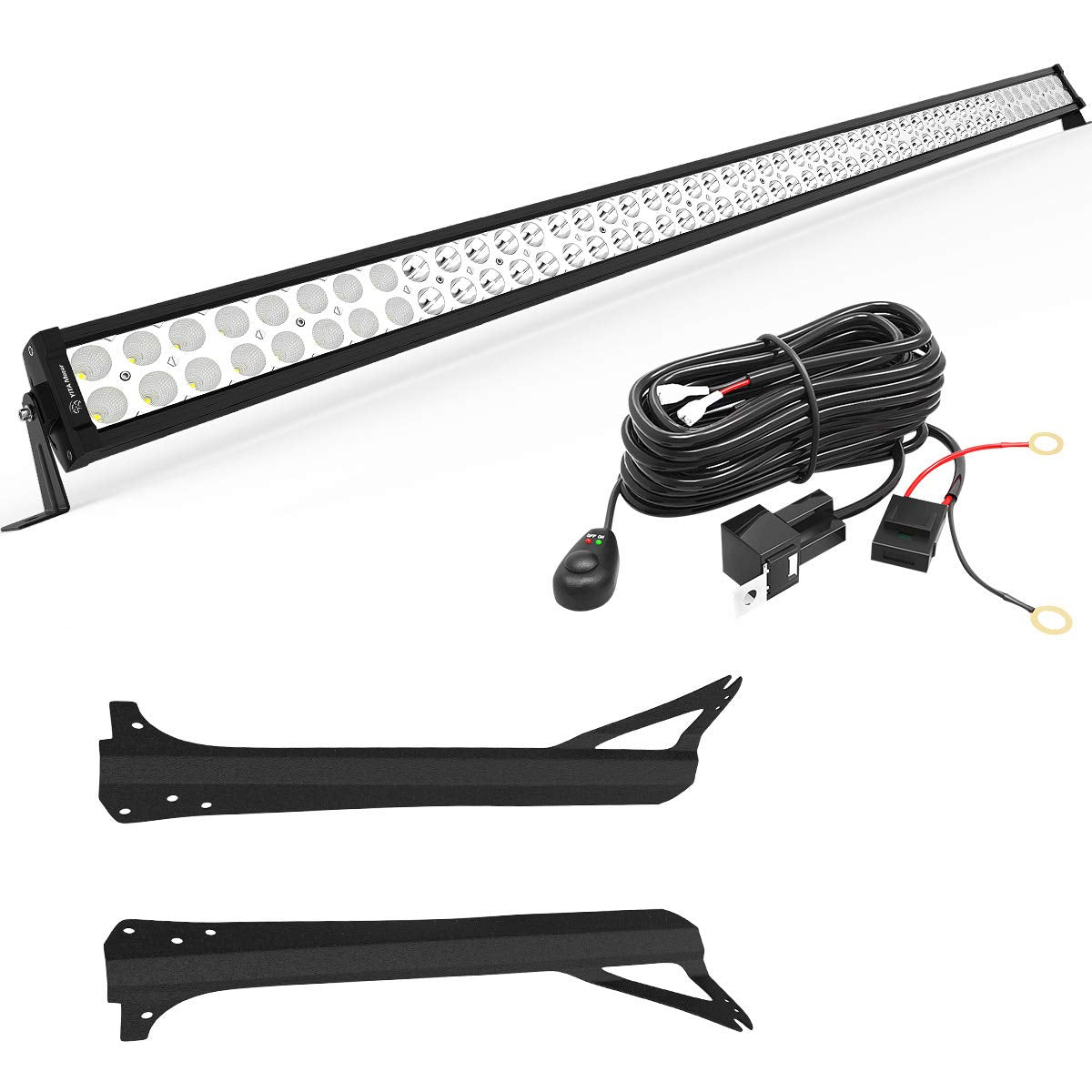 YITAMOTOR LED Light Bar 52 inches Light Bar Compatible with 1997-2006 Wrangler TJ with Mounting Brackets and Switch on/Off Wiring Harness 300W Spot Flood Combo Off Road Lights 12V Condition-New