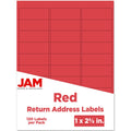 JAM PAPER Return Address Labels - Standard Mailing - 1 x 2 5/8 - Red - 120 Shipping Labels/Pack Condition-New
