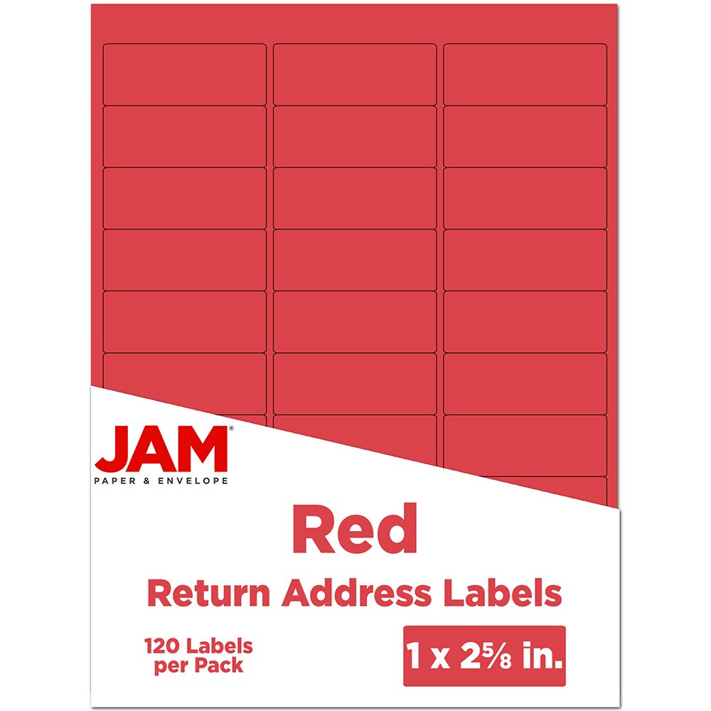 JAM PAPER Return Address Labels - Standard Mailing - 1 x 2 5/8 - Red - 120 Shipping Labels/Pack Condition-New