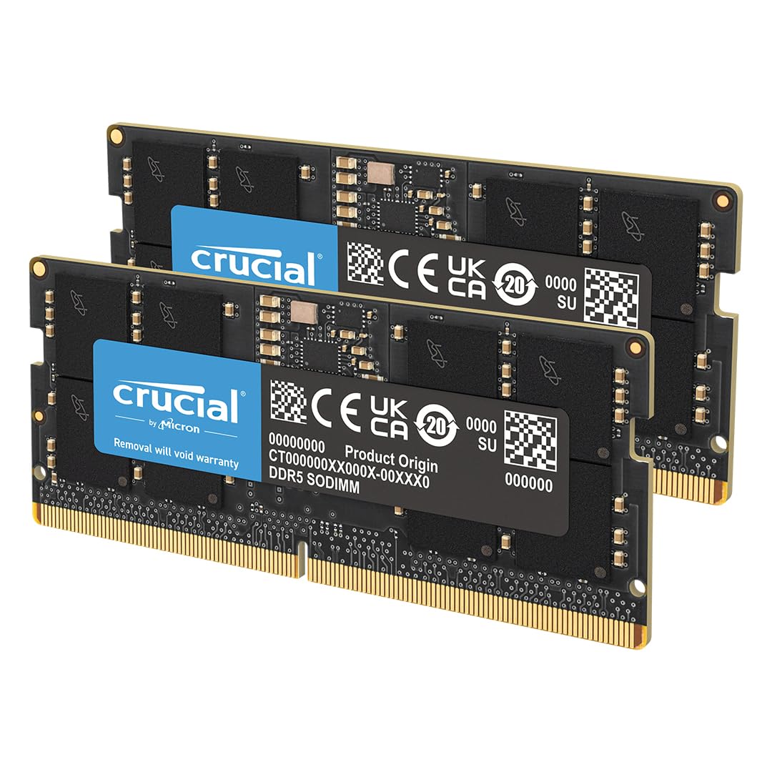 Crucial 16GB DDR5 RAM Laptop Memory Kit (2x8GB)  5600MHz (or 5200MHz or 4800MHz)  SODIMM 262-Pin  Compatible with 13th Gen Intel Core and AMD Ryzen 6000 - CT2K8G56C46S5