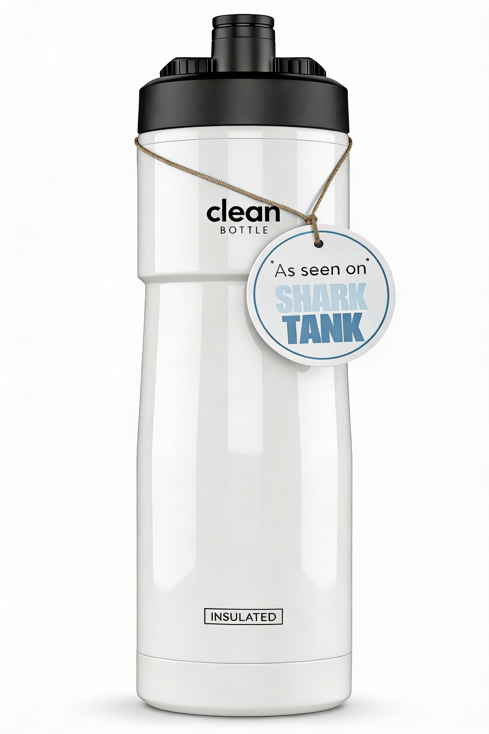 THE CLEAN HYDRATION COMPANY Sports Water Bottle 20oz | Insulated Bike Water Bottle with Easy-Clean Nozzle, Easy Squeeze | Leak-Proof Cycling, Gym & Fitness Bottle | BPA-Free (White)
