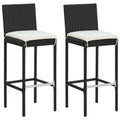 vidaXL Bar Stools with Cushions - Black Poly Rattan, Perfect for Kitchen/Island/Outdoor Counter Seating-Like New Condition-Like New