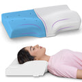 MY ARMOR Cool Gel Cervical Pillow for Neck Pain, Orthopedic Memory Foam Pillow for Sleeping, Contour Pillow for Neck and Shoulder Pain, Regular Size, 18.5 x 11 x