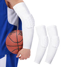 Padded Arm Sleeve Volleyball Arm Sleeves  2 Pack Honeycomb Elbow Pads Elbow Braces  Basketball Sleeves Football Arm Sleeves (White  XS)