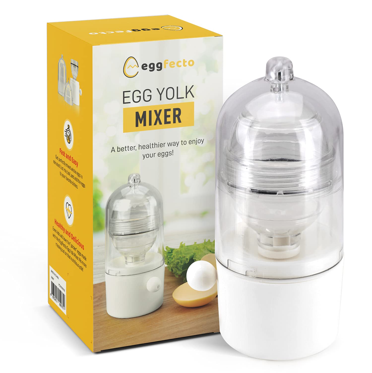 EggFecto Egg Yolk Mixer - Egg Spinner Scrambler for Small and Large Eggs | Portable Golden Egg Maker for Hard Boiled Eggs | Easy To Use Manual Egg Shaker | Egg Mixer In Shell Shaker with Pulling Rope Condition-Used