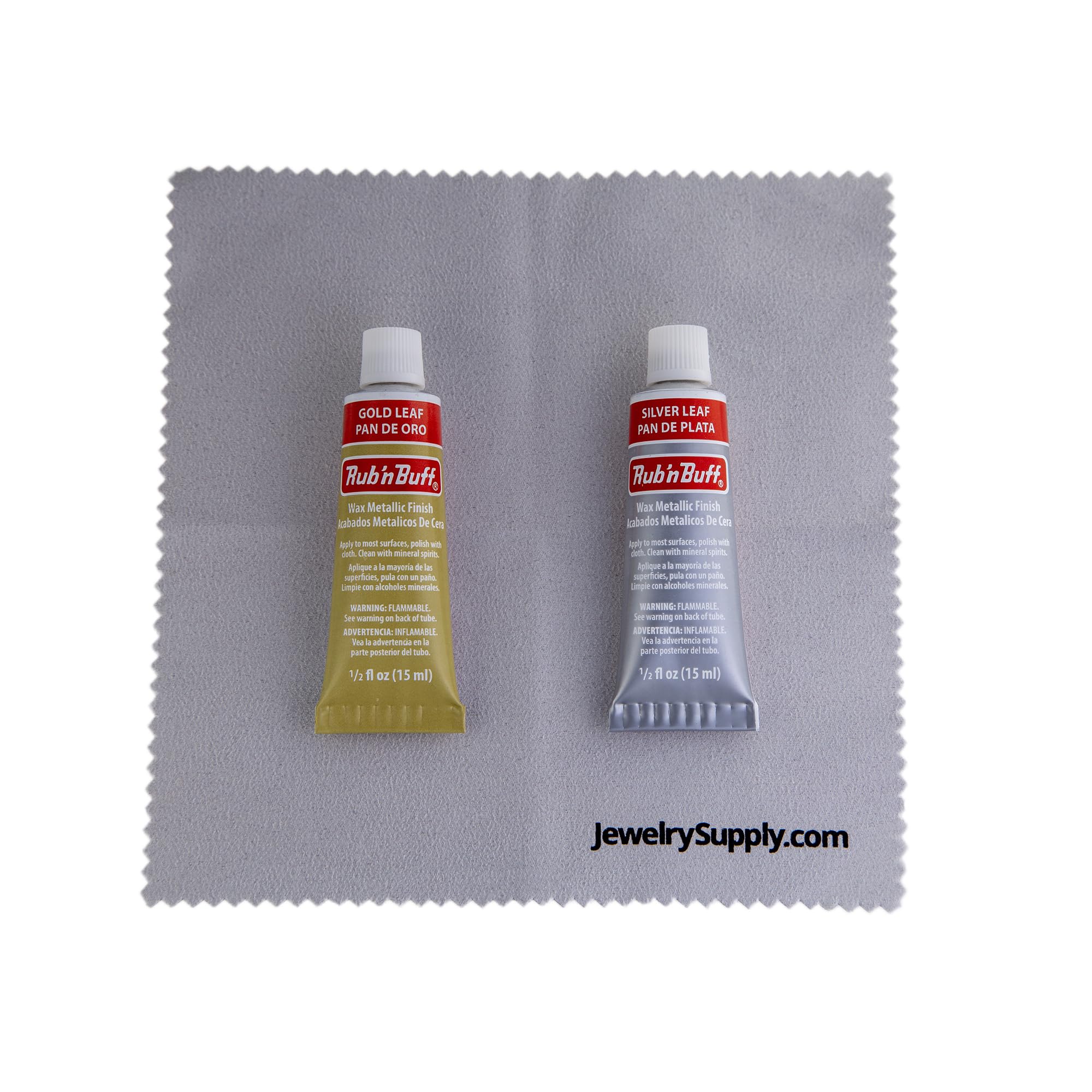 Rub-N-Buff 2 Color Assortment with Premium Buffing Cloth (Silver Leaf, Gold Leaf)
