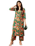 Gosriki WomenS Cotton Blend Straight Printed Kurta With Palazzo (Chinki Green-Nw-Gs_Xxl_Green_Xx-Large)