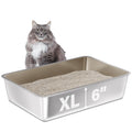 FUTAM Stainless Steel Litter Box, 23.6“x15.7Inchx6Inch Deep Stainless Steel Cat Litter Box Extra Large, XL Metal Litterbox for Big Cats with High Sides, Non Stick Surface, Easy to Clean