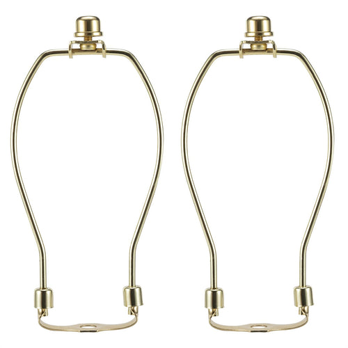 8 Inch Brass Lamp Harp Holder Kits with Finials and Detachable Saddle Bases  Light Duty  Saangseon Set of 2 DIY Lighting Accessories Horn Frame Lampshade Brackets