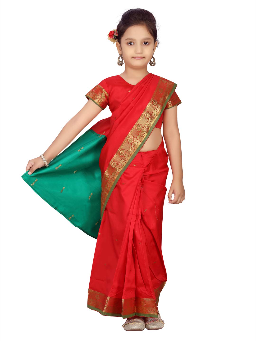 Aarika Girls Red Colour Saari (Sr-20690-Red-24)