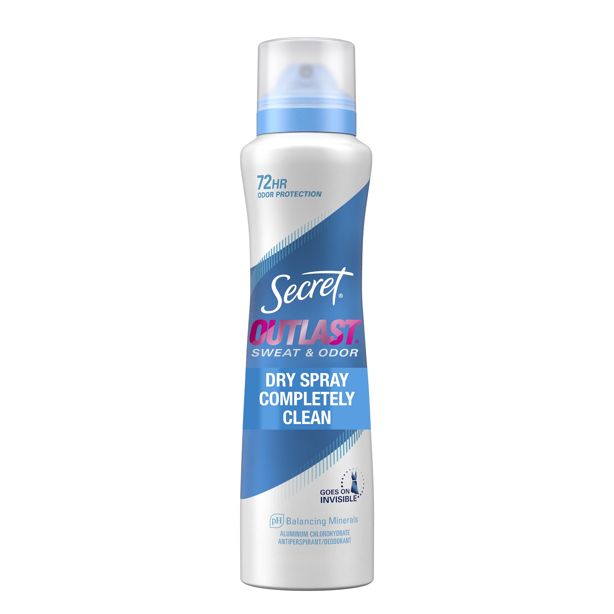Secret Outlast Dry Spray Antiperspirant Deodorant for Women  Sweat & Odor Protection  PH Balancing Minerals  Invisible Instant Dry  Completely Clean Scent  4.1 oz