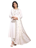 Pratham Blue WomenS Silk Embroidered Anarkali Kurta Set With Pant And Dupatta (Kurta Set For Women_Bkc-1132-S_White)