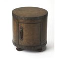 HomeRoots Light Brown Wood, Leather, Laquer, Paper Vasco Old World Map Duffel Table Condition-New