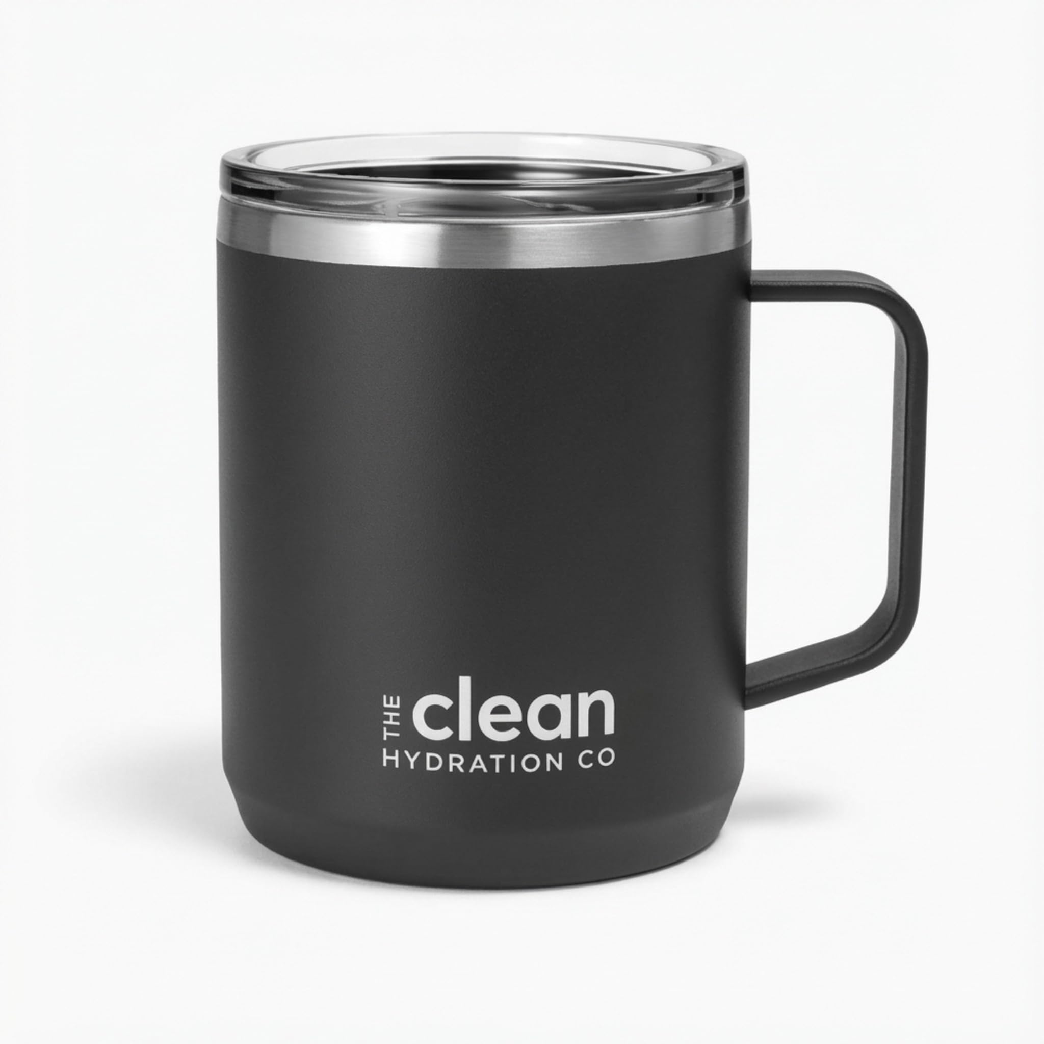 THE CLEAN HYDRATION COMPANY Coffee Mug Travel Mug Insulated 12 Oz | Ceramic Lined Travel Cup with Lid | Reusable Office Mug Double Wall Vacuum Eco-Friendly BPA-Free (Black)