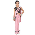 Dhyey fashion Seamless Velvet Ruffle Lycra Blend Blouse | Girls Ready Saree, Baby Pink, 10-11 año - XL