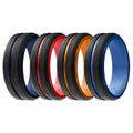 ROQ Silicone Rubber Wedding Ring for Men, Comfort Fit, Mens Wedding Band, Breathable Rubber Engagement Band, 9mm Wide 2mm Thick, Dome Style Duo Collection, Single, Grey & Orange, Size 10