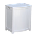 Oceanstar BHP0106W Bowed Front Laundry Wood Hamper, White Finished 24x14.25x20