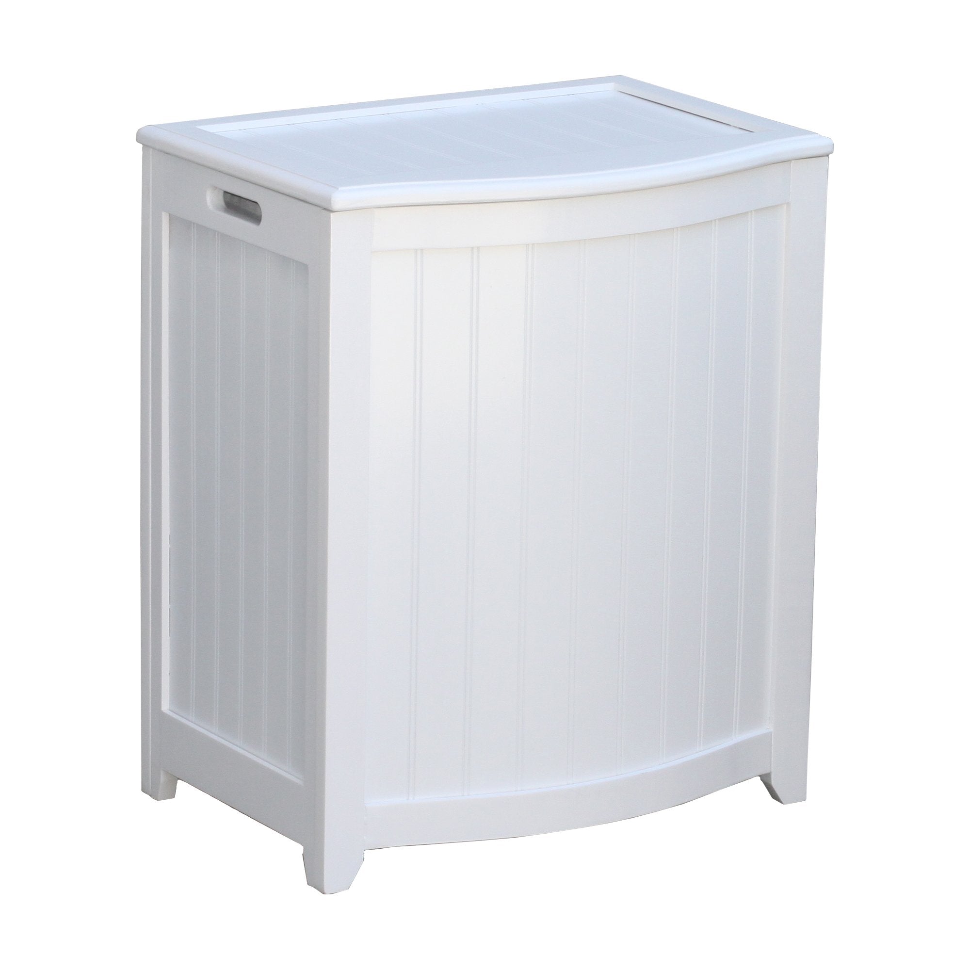 Oceanstar BHP0106W Bowed Front Laundry Wood Hamper, White Finished 24x14.25x20