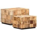vidaXL Coffee Tables 2 pcs with Block Design Rough Mango Wood-Like New Condition-Like New