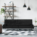 vidaXL Modern Sleeper Sofa | Stylish Black Faux Leather Sofa Bed with Cup Holders | Convertible Couch Bed Comfortable Seating-Like New Condition-Like New